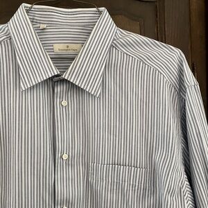 Ermenegildo Zegna Mens long sleeve button front dress shirt 46 18 100% cotton